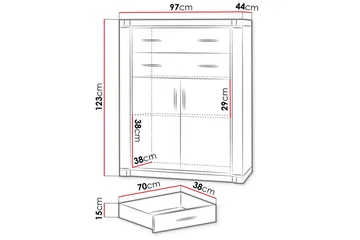 Dallas skænk 97x43,5x123 cm - Opbevaring - Opbevaringsmøbler - Skænke & sideboards