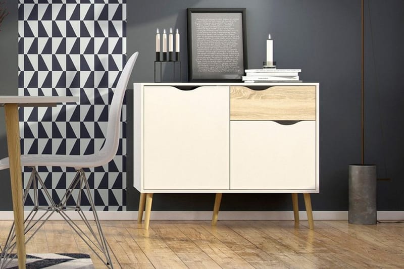Delta Skænk 99 cm - Hvid/Eg - Opbevaring - Opbevaringsmøbler - Skænke & sideboards