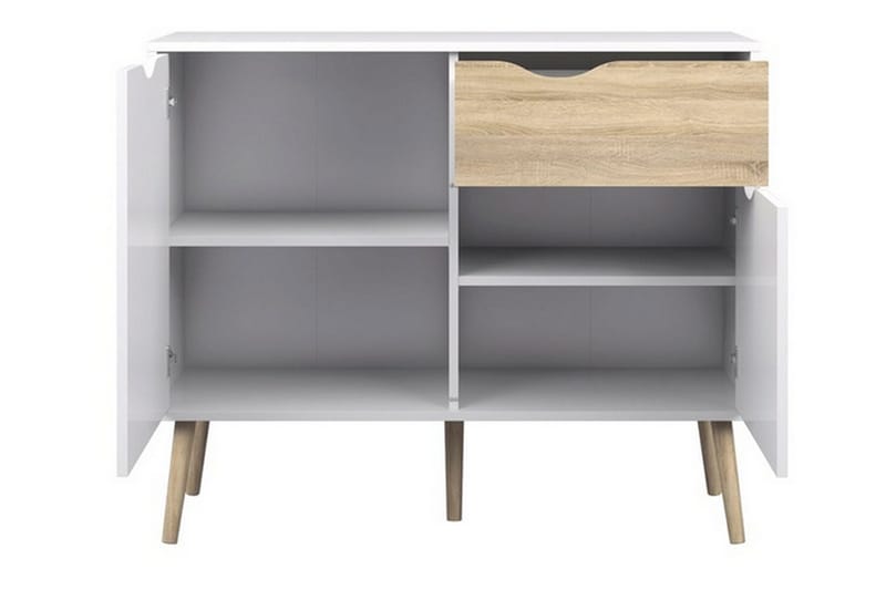 Delta Skænk 99 cm - Hvid/Eg - Opbevaring - Opbevaringsmøbler - Skænke & sideboards