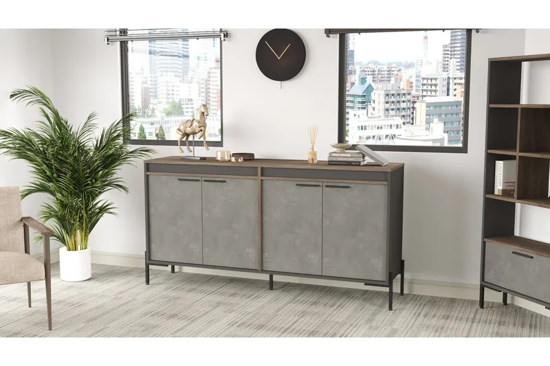 Desgrar Sideboard 46x184 cm, Brun/Betongrå/Antracit