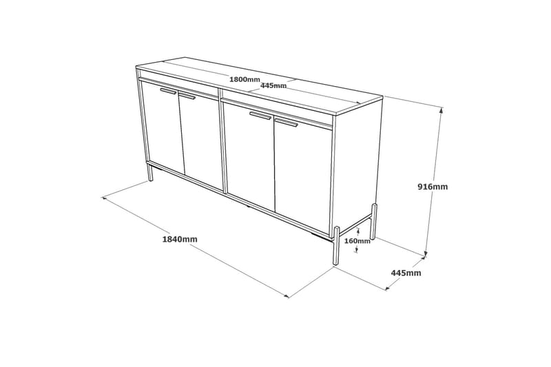 Desgrar Sideboard 46x184 cm - Brun/Betongrå/Antracit - Opbevaring - Opbevaringsmøbler - Skænke & sideboards