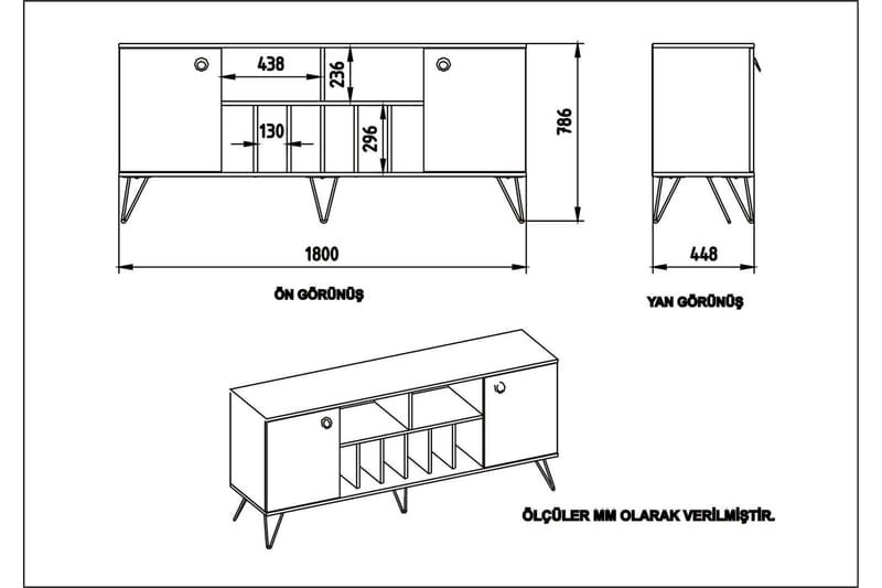 Dregrich Sidebord 180 cm - Valnød|Sort - Skænke & sideboards