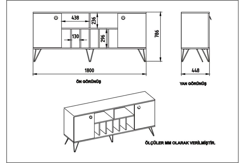 Dregrich Sidebord 180 cm - Valnød|Sort - Opbevaring - Opbevaringsmøbler - Skænke & sideboards