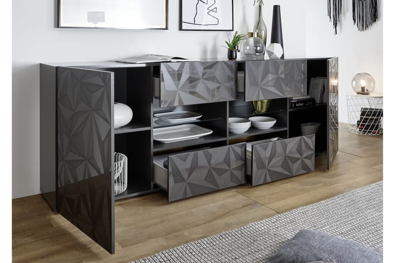Fasett Skænk 241 cm - Grå - Opbevaring - Opbevaringsmøbler - Skænke & sideboards