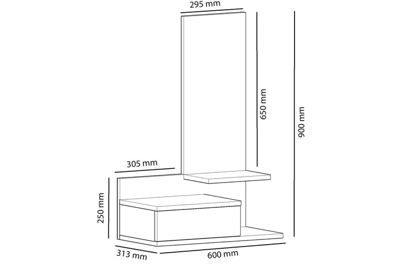 Filford Sideboard 60 cm - Antracit/Eg - Opbevaring - Opbevaringsmøbler - Skænke & sideboards