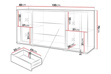 Gammel Skænk 150x40 cm - Brun/Sort - Opbevaring - Opbevaringsmøbler - Skænke & sideboards