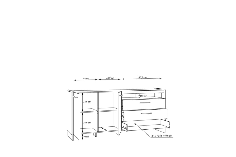 Gevgelija Sideboard 41x187 cm - Brun/Sort - Opbevaring - Opbevaringsmøbler - Skænke & sideboards