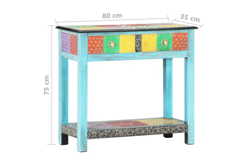 Håndmalet Konsolbord 80x35x75 cm Massivt Mangotræ - Flerfarvet - Opbevaring - Opbevaringsmøbler - Skænke & sideboards