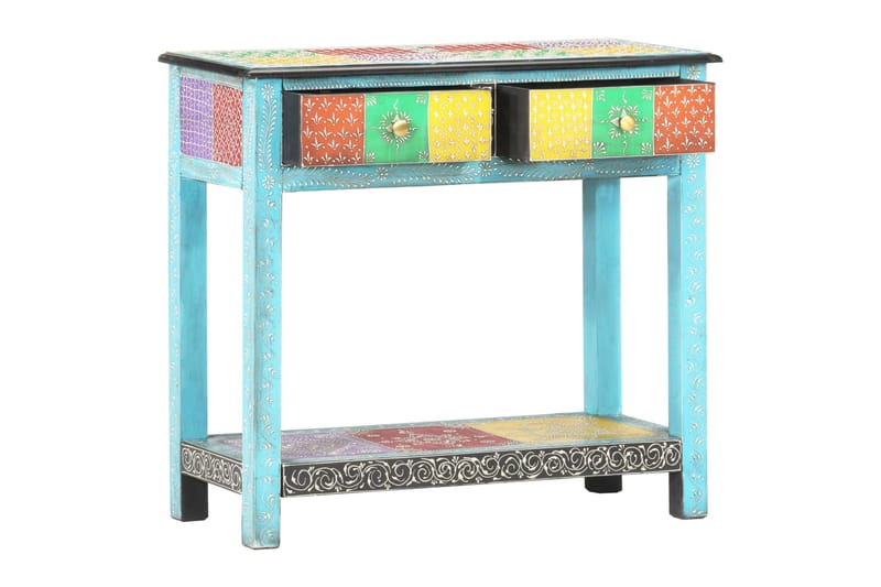 Håndmalet Konsolbord 80x35x75 cm Massivt Mangotræ - Flerfarvet - Opbevaring - Opbevaringsmøbler - Skænke & sideboards