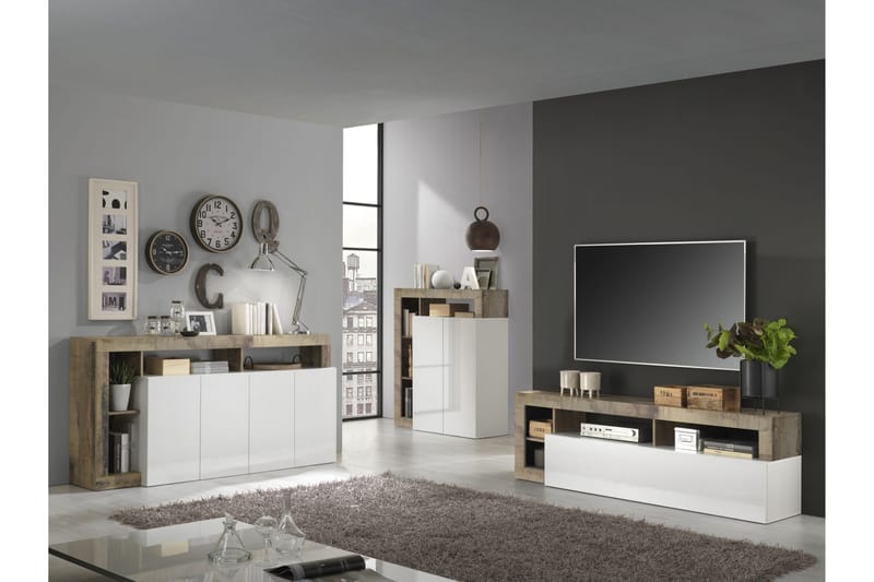 Hamburgan Sideboard 42x184 cm - Hvid - Opbevaring - Opbevaringsmøbler - Skænke & sideboards