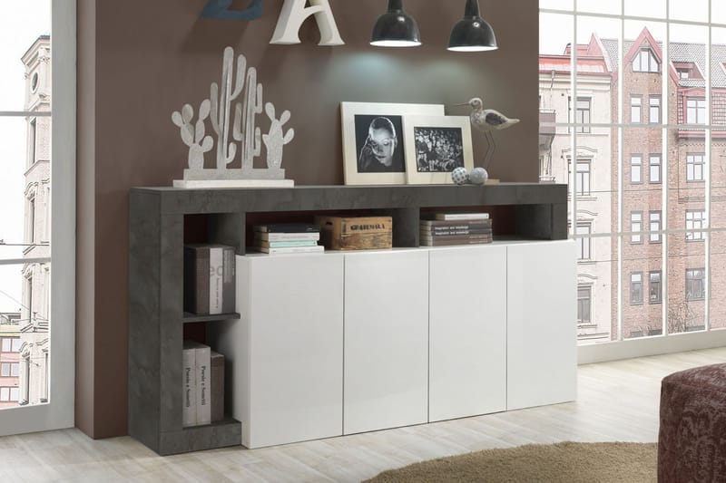 Hamburgan Sideboard 42x184 cm - Hvid/Oxid - Opbevaring - Opbevaringsmøbler - Skænke & sideboards