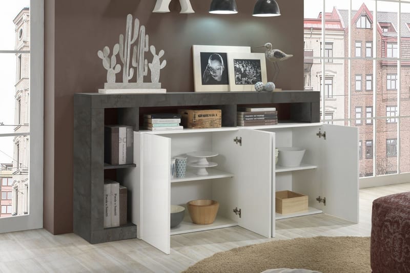 Hamburgan Sideboard 42x184 cm - Hvid/Oxid - Opbevaring - Opbevaringsmøbler - Skænke & sideboards