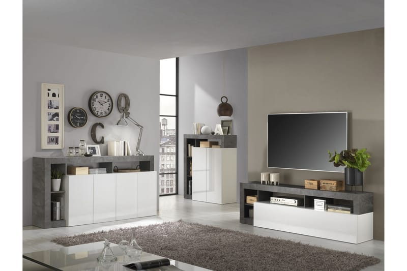 Hamburgan Sideboard 42x184 cm - Hvid/Oxid - Opbevaring - Opbevaringsmøbler - Skænke & sideboards