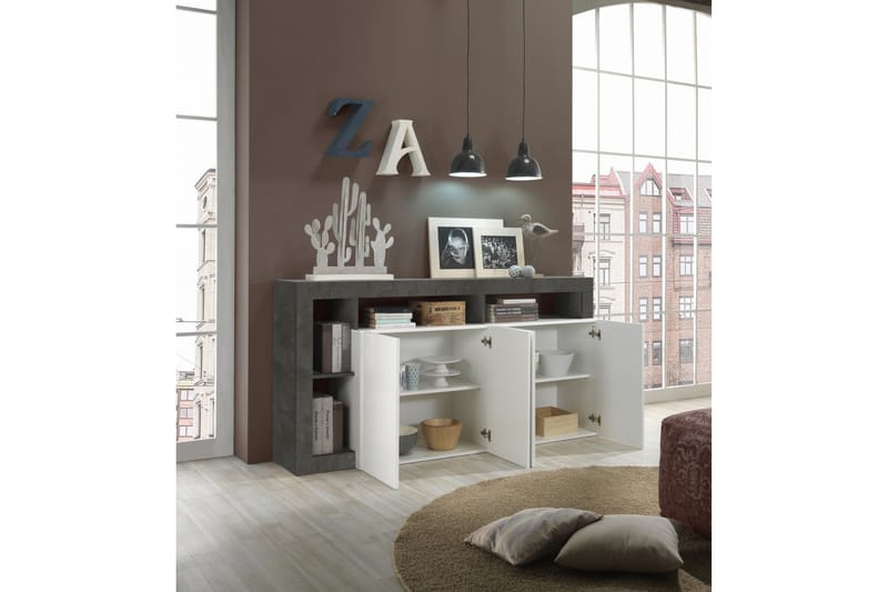 Hamburgan Sideboard 42x184 cm - Hvid/Oxid - Opbevaring - Opbevaringsmøbler - Skænke & sideboards