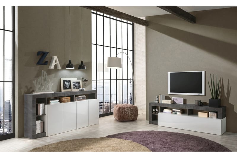 Hamburgan Sideboard 42x184 cm - Hvid/Oxid - Opbevaring - Opbevaringsmøbler - Skænke & sideboards