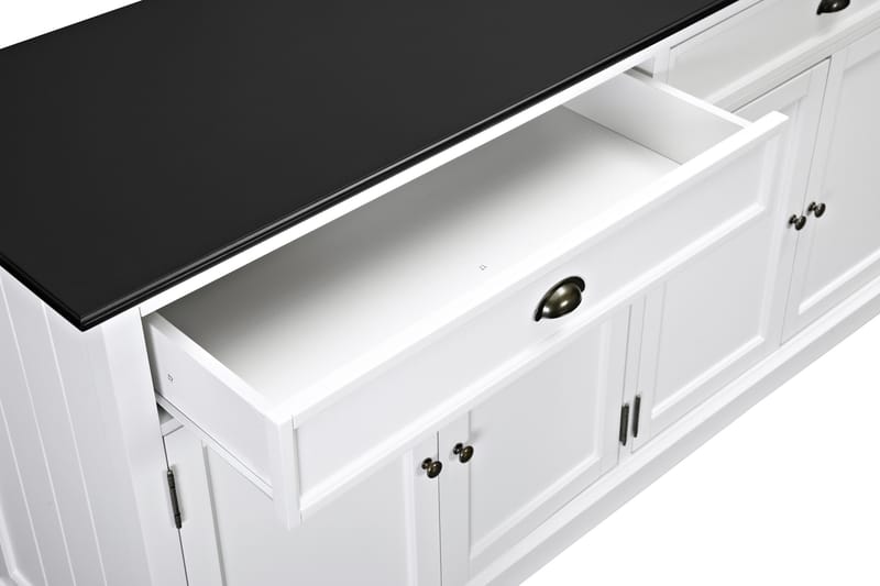 Hampton Skænk 170 cm 4 Låger 2 Skuffer - Hvid/Sort - Opbevaring - Opbevaringsmøbler - Skænke & sideboards