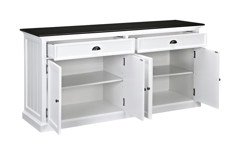 Hampton Skænk 170 cm 4 Låger 2 Skuffer - Hvid/Sort - Opbevaring - Opbevaringsmøbler - Skænke & sideboards