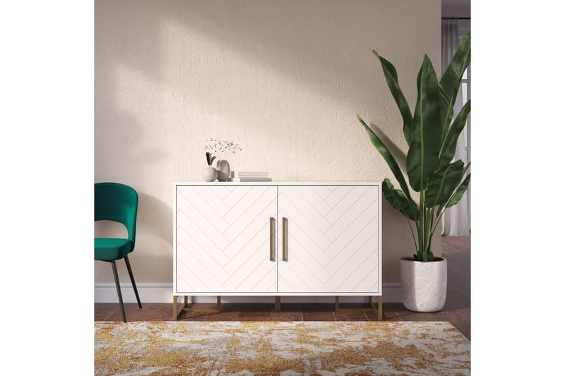 Herringbone Sideboard 122x48 cm Hvid - CosmoLiving - Opbevaring - Opbevaringsmøbler - Skænke & sideboards