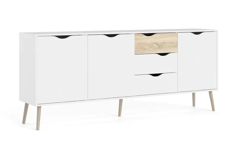 Hostafranc Skænk 40x196 cm, Hvid|Natur