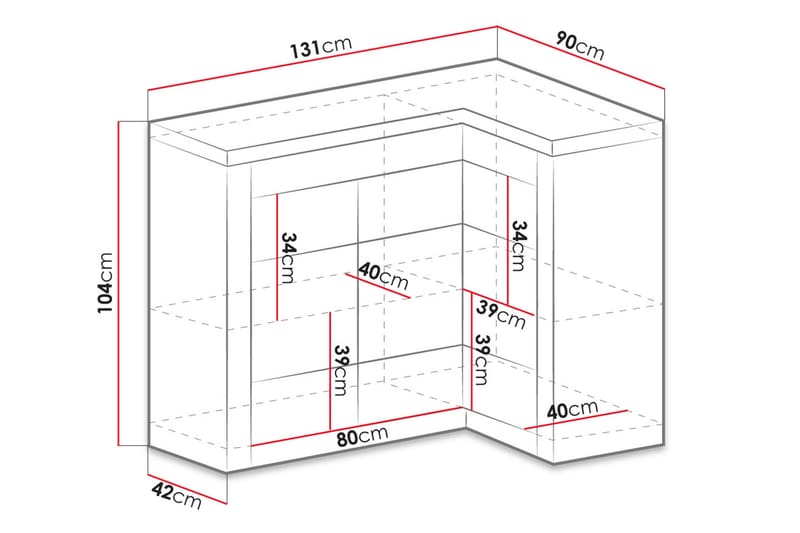 Indianapolis skænk 131x42x104 cm - Brun - Opbevaring - Opbevaringsmøbler - Skænke & sideboards