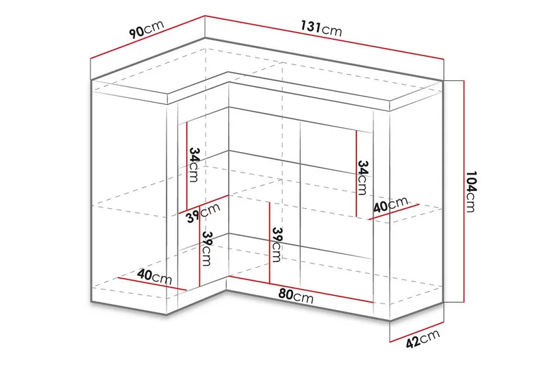 Indianapolis skænk 131x42x104 cm - Opbevaring - Opbevaringsmøbler - Skænke & sideboards