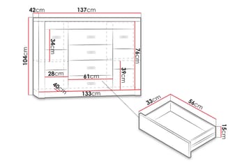Indianapolis skænk 137x42x104 cm - Beige | Brun - Opbevaring - Opbevaringsmøbler - Skænke & sideboards