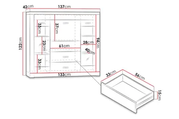 Indianapolis skænk 137x42x122 cm - Brun - Opbevaring - Opbevaringsmøbler - Skænke & sideboards