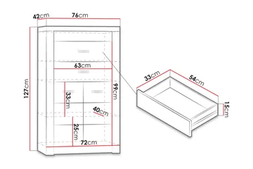Indianapolis skænk 76x42x127 cm - Opbevaring - Opbevaringsmøbler - Skænke & sideboards