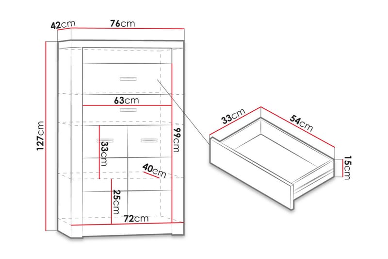 Indianapolis skænk 76x42x127 cm - Skænke & sideboards