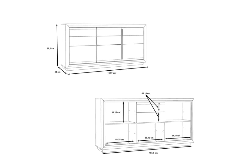 Kalabaka Sideboard 53x193 cm - Brun/Hvid - Skænke & sideboards
