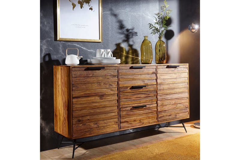 Kimbal Skænk 160x40 cm i Træ med Metalben - Brun - Opbevaring - Opbevaringsm øbler - Skænke & sideboards