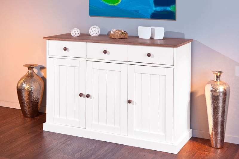 Livesey Skænk 130 cm - Hvid/Natur - Opbevaring - Opbevaringsmøbler - Skænke & sideboards