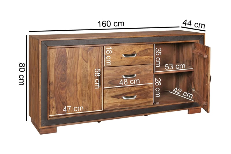 Luqman Skænk 160x44 cm - Træ / natur - Opbevaring - Opbevaringsmøbler - Skænke & sideboards