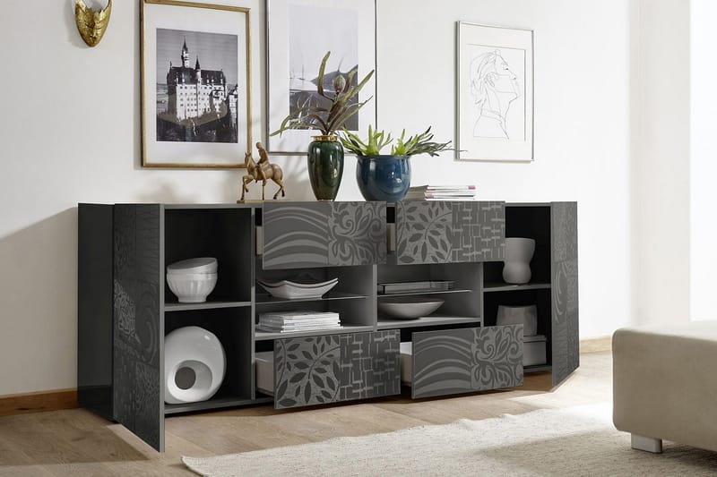 Mironne Skænk 241 cm 4 Hylder - Grå - Opbevaring - Opbevaringsmøbler - Skænke & sideboards