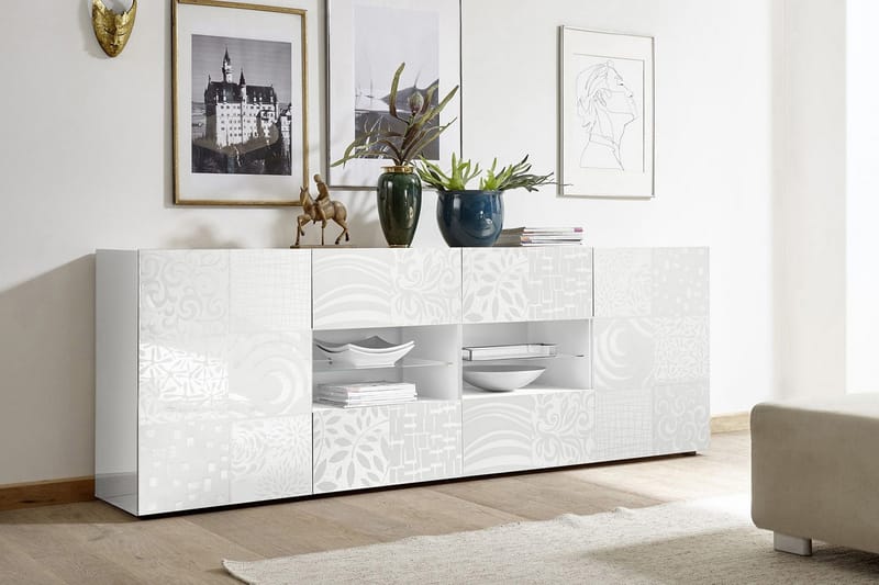 Mironne Skænk 241 cm 4 Hylder - Hvid - Opbevaring - Opbevaringsmøbler - Skænke & sideboards