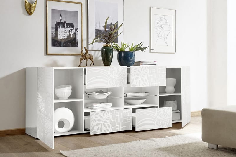 Mironne Skænk 241 cm 4 Hylder - Hvid - Opbevaring - Opbevaringsmøbler - Skænke & sideboards