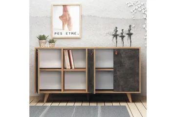 Mod Design Skænk læderbeslag - Grå / træ - Opbevaring - Opbevaringsmøbler - Skænke & sideboards