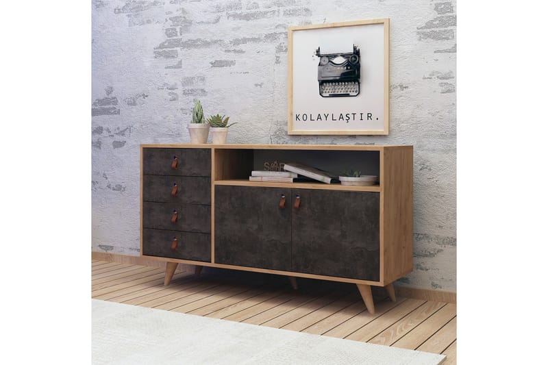 Mod Design Skænk læderbeslag - Mørk træ - Skænke & sideboards