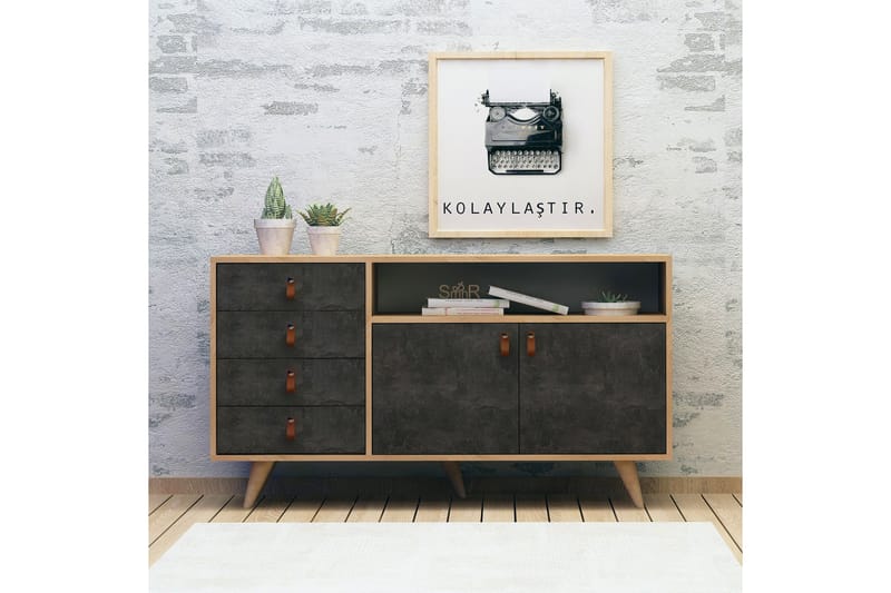 Mod Design Skænk læderbeslag - Mørk træ - Skænke & sideboards