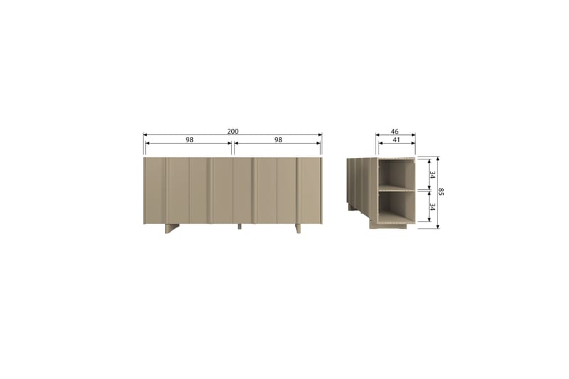 Morya Skænk 200 cm - Brun - Opbevaring - Opbevaringsmøbler - Skænke & sideboards