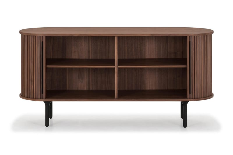 Noira Smalt Skænk Ribbet Valnød 150x45 cm - Brun - Opbevaring - Opbevaringsmøbler - Skænke & sideboards