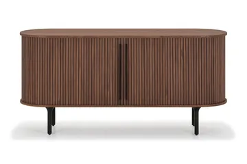 Noira Smalt Skænk Ribbet Valnød 150x45 cm - Brun - Opbevaring - Opbevaringsmøbler - Skænke & sideboards