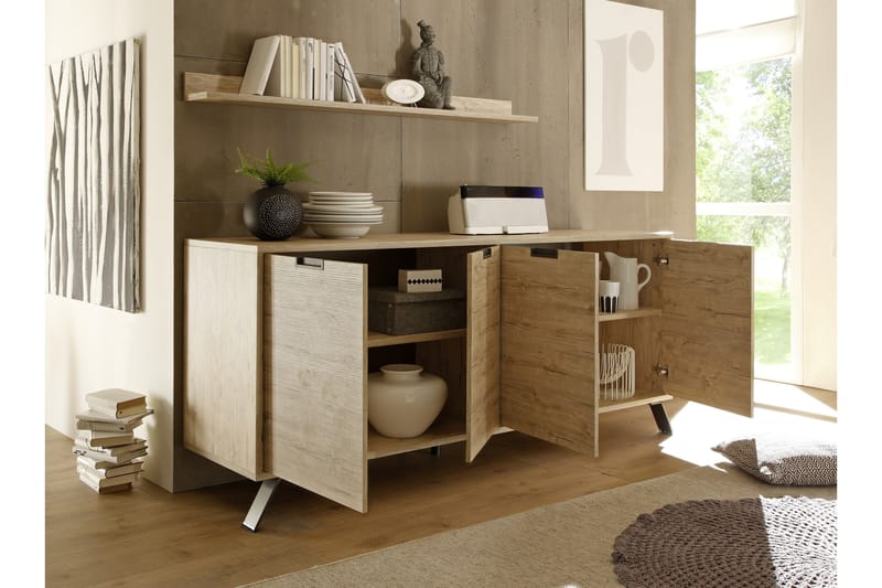 Palma Skænk 206 cm 4 Låger - Sherwood Eg - Opbevaring - Opbevaringsmøbler - Skænke & sideboards