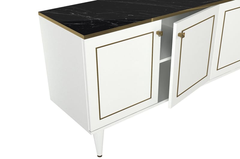 Pinneo Sidebord 180 cm - Hvid|Guld|Sort - Skænke & sideboards