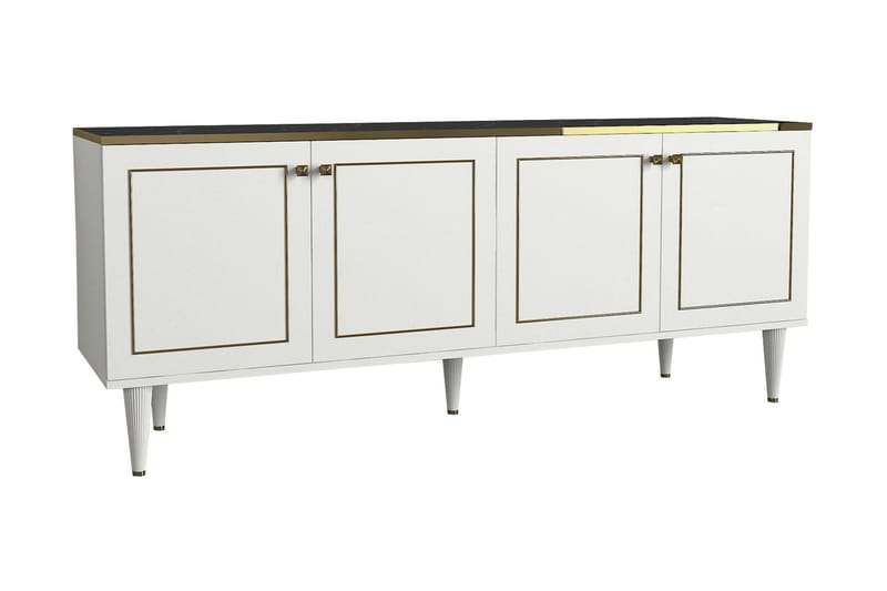 Pinneo Sidebord 180 cm - Hvid|Guld|Sort - Skænke & sideboards