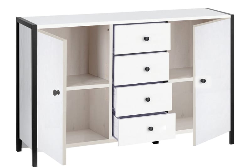Plattpark Sideboard 120x35 cm - Hvid/Sort - Opbevaring - Opbevaringsmøbler - Skænke & sideboards