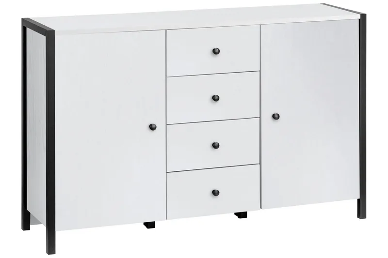 Plattpark Sideboard 120x35 cm, Hvid/Sort