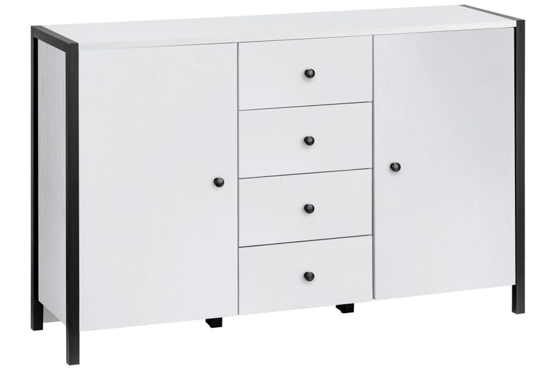 Plattpark Sideboard 120x35 cm, Hvid/Sort