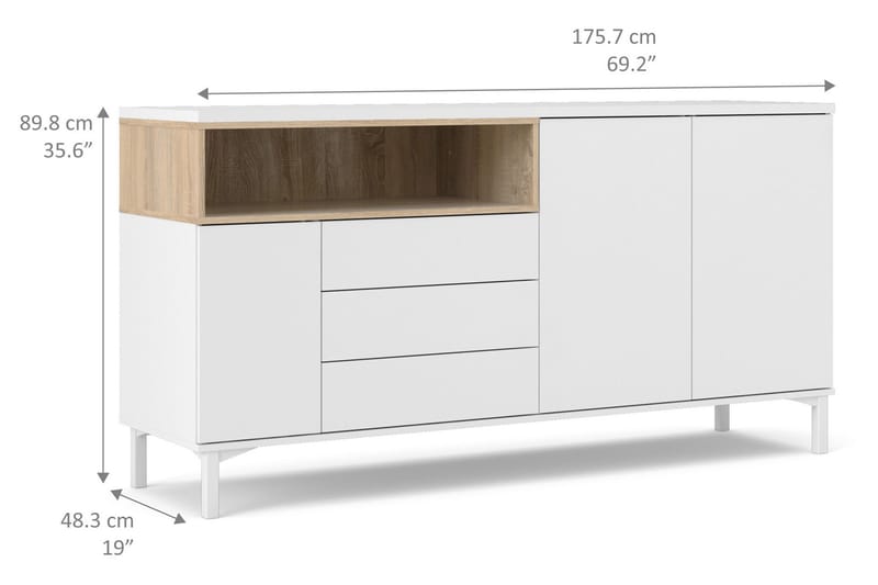 Roomers Skænk - Hvid/Brun - Opbevaring - Opbevaringsmøbler - Skænke & sideboards