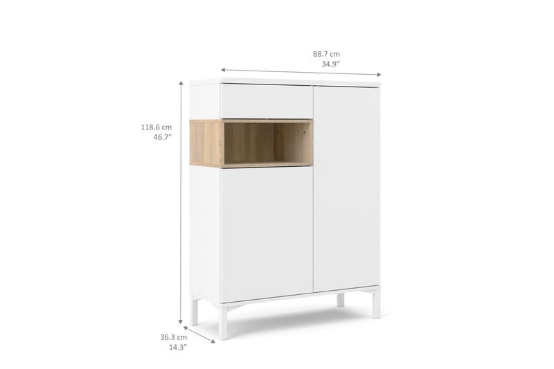 Roomers Skænk - Hvid/Eg - Opbevaring - Opbevaringsmøbler - Skænke & sideboards